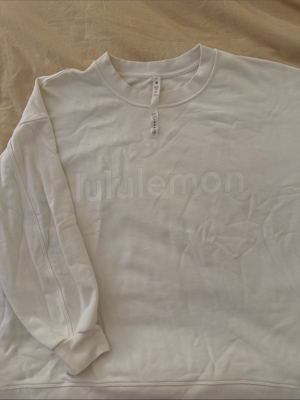 lululemon White Embossed Logo Crewneck Sweatshirt